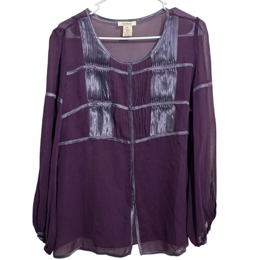 Sundance Purple Sheer Long Sleeve Layered Blouse